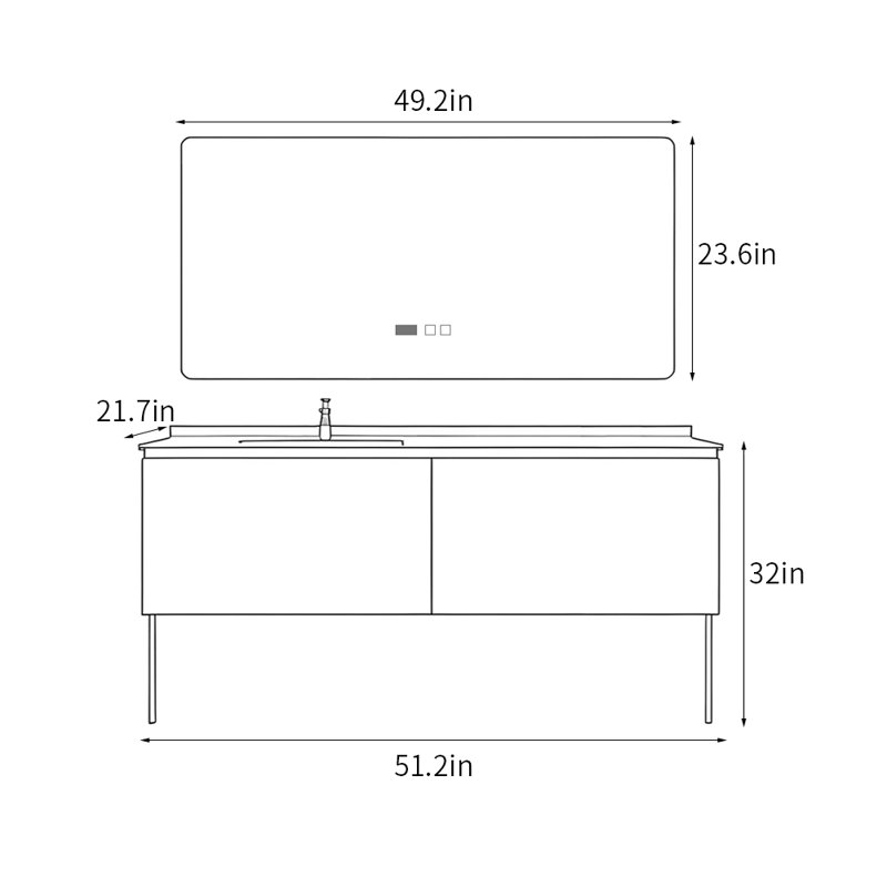 Modern simple light luxury bathroom cabinet, 32" H x 51.20" W x 21.70" D