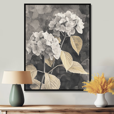 Rétro hortensias en hiver Highlight II - hydrangées, art mural encadré