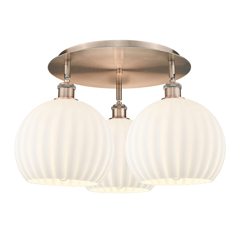 Baxman Glass Semi Flush Mount, Antique Copper, 12.75'' H x 21.75'' W x 21.75'' D