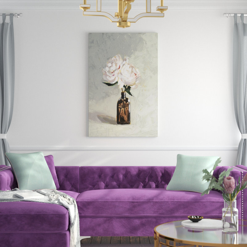 'Amber Bottle Flowers II' by Victoria Borges - Painting Print, 122cm H x 81cm W, Wrapped Canvas