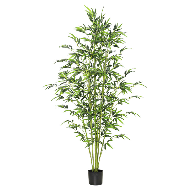 6ft Real Touch Artificial Bamboo Tree Plant in Black Pot