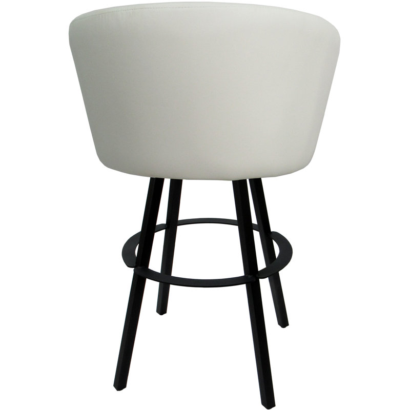 Labawld Swivel Counter Metal Stool On Warren Base, White/Black
