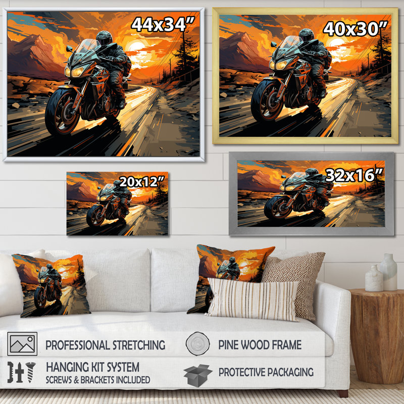 Impression sur toile Expressionist, Cadre doré simple, H 16 po x l 32 po x P 1 po