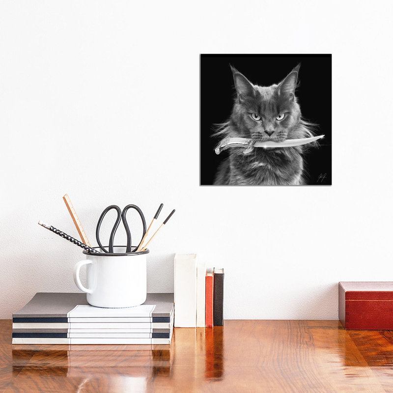 Killer Cat I by Kathrin Federer - Wrapped Canvas Print, 30.48cm H x 30.48cm W x 1.91cm D
