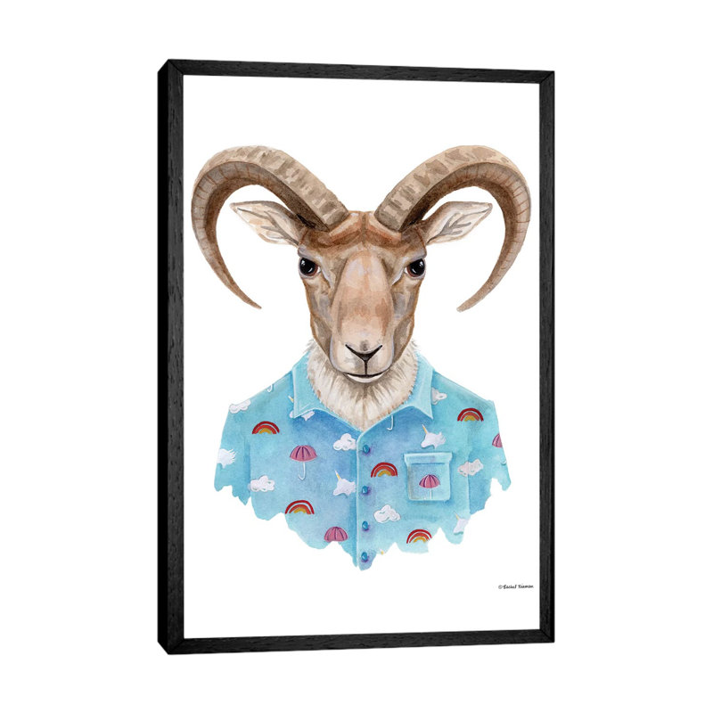 Uriel In A Unicorn Shirt by Rachel Nieman - Gallery-Wrapped Canvas Giclée on Canvas, 101.6 cm H x 66.04 cm W, Black Framed