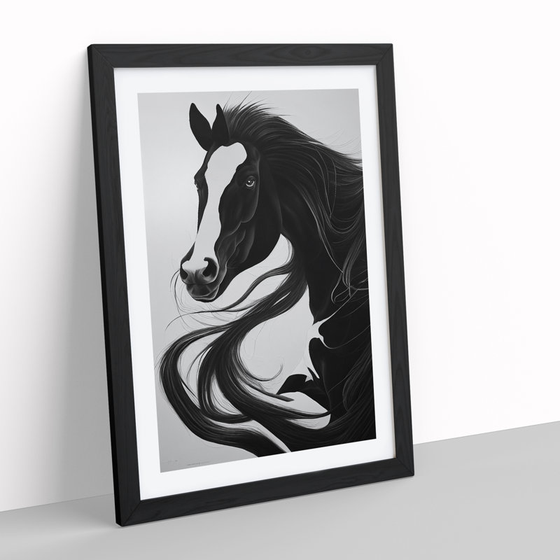 Monochrome Horse - Framed Print, Black, 64cm H x 46cm W x 2cm D