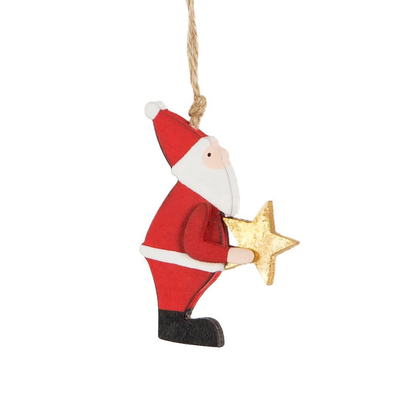 Solid Colour Wood Hanging Figurine Ornament