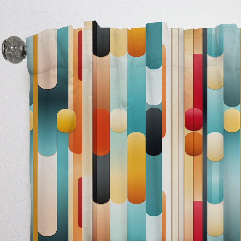 Mid-Century Modern Geometrics I - Rideau en velours Mid-Century - obscurcissant - 1 panneau, L 52 po x L 95 po