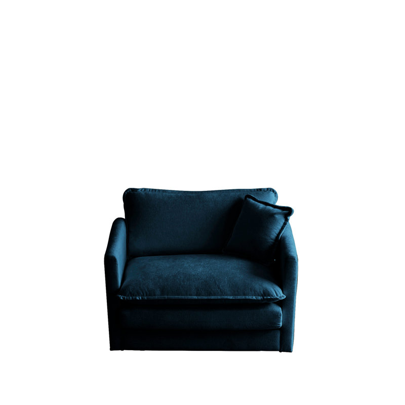 Confortable salon en chenille bleue - Base en bois, rembourrage en éponge, assise en tissu respirant, structure solide, éponge, revêtement