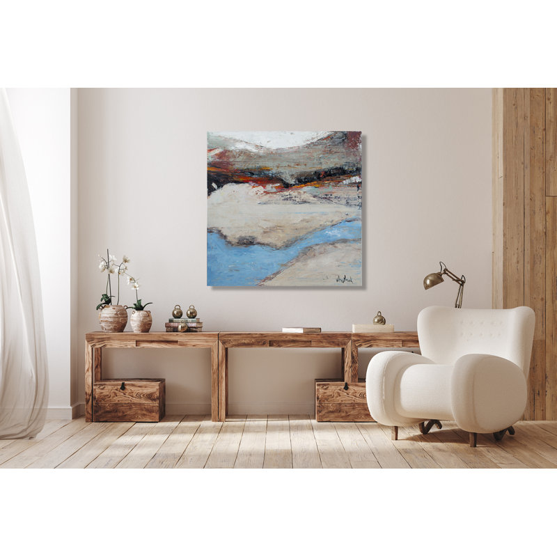 Blue Water On Giclee Canvas Hand Embellished Art, 36" H x 36" W x 1.5" D, Wrapped Canvas