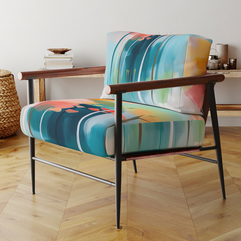 Chaise d'appoint Forest - fauteuil coloré abstrait Forest II, Brown Round Arms