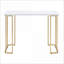 Bureau d'écriture, blanc moderne Or de 48,5 po de largeur avec base ouverte | Blanc + or | Bois et métal