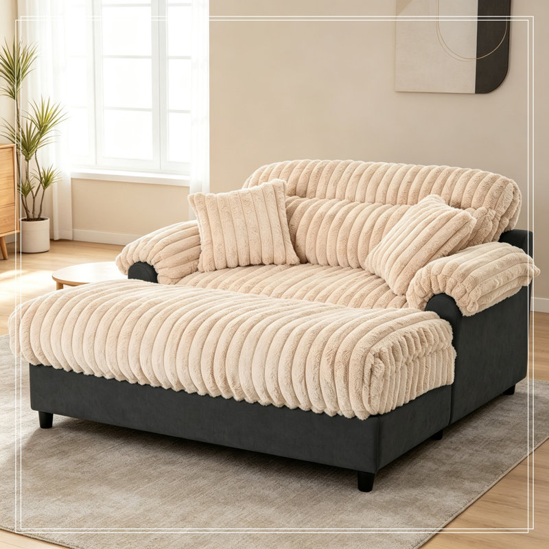 Chaise longue avec deux coussins décoratifs, Champagne