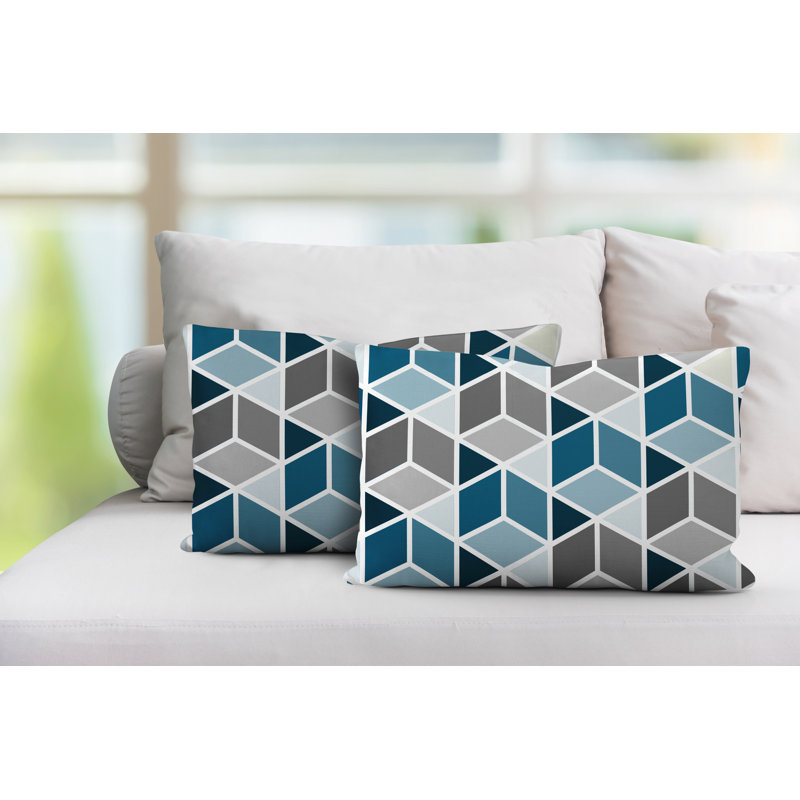 Coussin cubique intérieur / extérieur Cubana, Turquoise