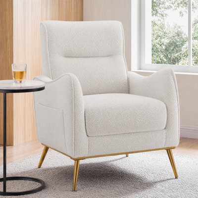 28.9’’ W Modern Upholstered Accent Chair, High Back Arm Chair with Side Pocket