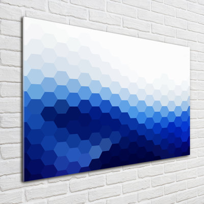Glass Print Wall Art 100X70cm Image Printed On Glass Decorative Wall Picture Behind Toughened / Tempered Safety Real Glass For Kitchen & Living Room Theme:Cubes Background