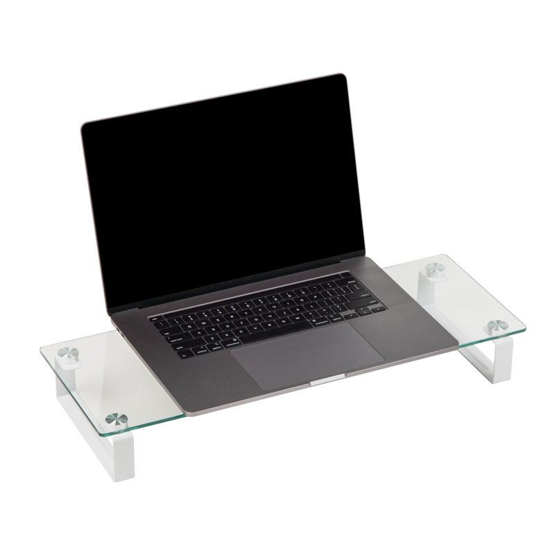  Support pour écran, contemporain, organisateur de bureau, support pour ordinateur portable, bureau, verre, L 22 po x l 8,25 po x H 3 po, transparent