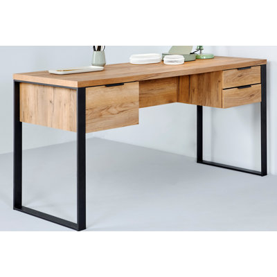Draylen 60" Metal Base Writing Desk with Storage