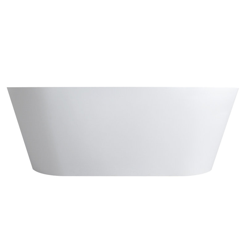 Baignoire de trempage autoportante de 65 pouces, surface solide, blanc mat, ergonomique pour une expérience de bain confortable et détendue, forme ovale, salles de bain familiales idéales