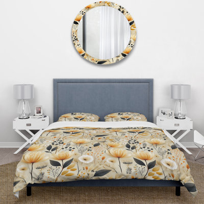 Ensemble de housse de couette Neutrals Beige Flowers Boho