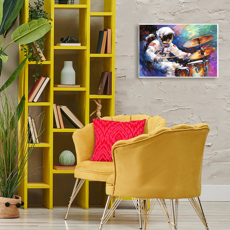 «Cosmic Drummer Musician» par Leon Devenice, H 13 po x l 19 po