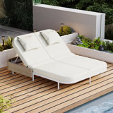Outdoor Daybed, Patio Rattan Daybed with 5-Position Adjustable Backrest and Removable Cushions&Pillows