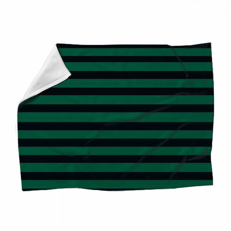 Stripes Fleece Throw Blanket - Pattern Throws for Sofas or Beds, 80" L x 68" W, Green Striped