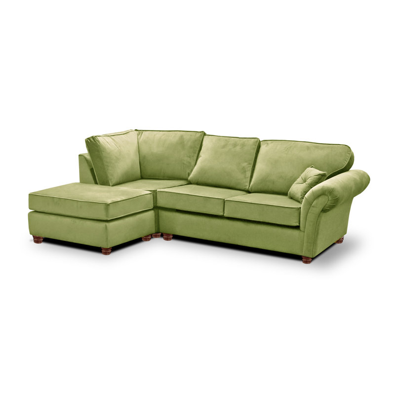 Lila 4 Seater Velvet Corner Sofa , Olive, Left Hand Facing