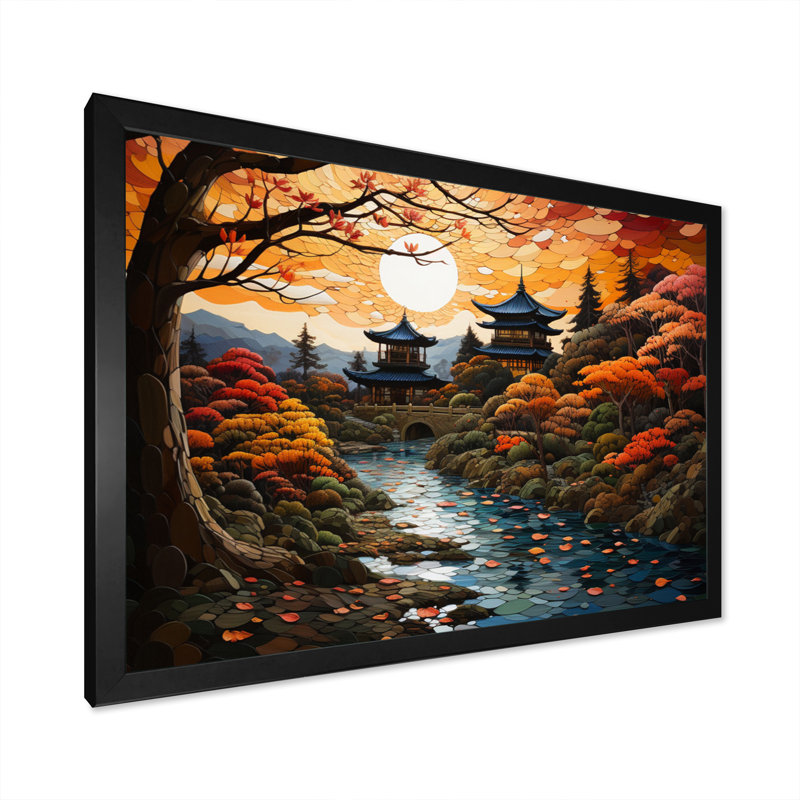Asian Asian Kyoto Autumn I, reproduction d'art sur toile, H 12 po x l 20 po x P 1 po, Cadre photo noir