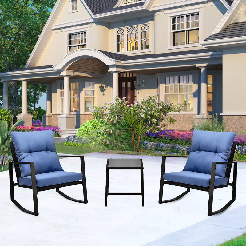 Chaise berçante d'extérieur avec coussin pour terrasse