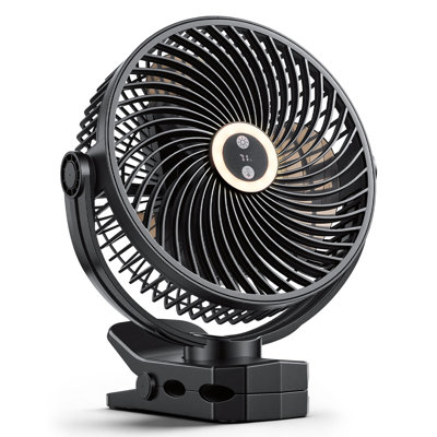 VEVOR Portable Clip Fan, Rechargeable Clip On Fan with Light, USB Port with 3 Speeds & Circulation Mode, Strong Airflow Sturdy Clamp, Long Runtime for Desk,
