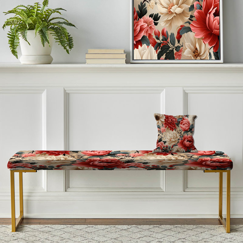 Banc rembourré or, Boho Pastel Blooms Boho Pattern I