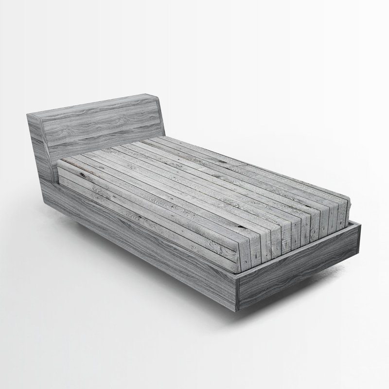 Ambesonne Fitted Sheet 2-Pack, Gray Wood/Shiplap 1, Twin Fitted Sheet