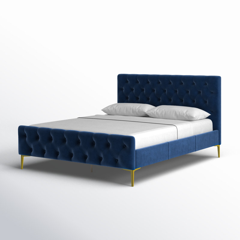 Will Upholstered Platform Bed, Blue