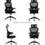 Chaise de bureau ergonomique avec fonction d'inclinaison, extensible et assise en maille confortable pour le bureau à domicile, pivotante et inclinable noire, revêtement respirant réglable.