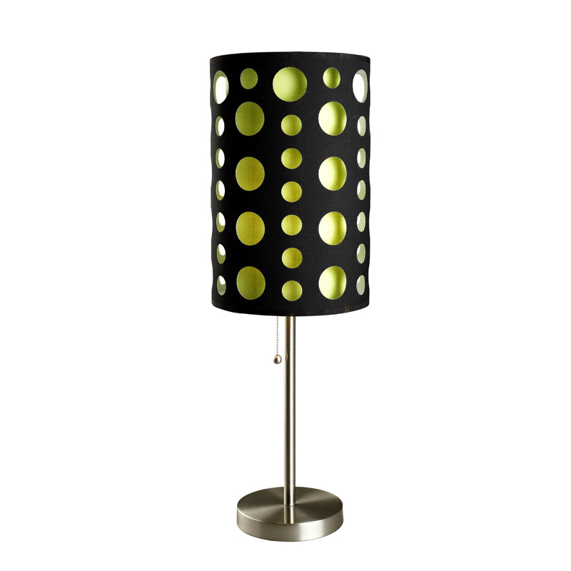 Lampe de table 33 "à pois gris et blanc Mod, Argent argent, Vert