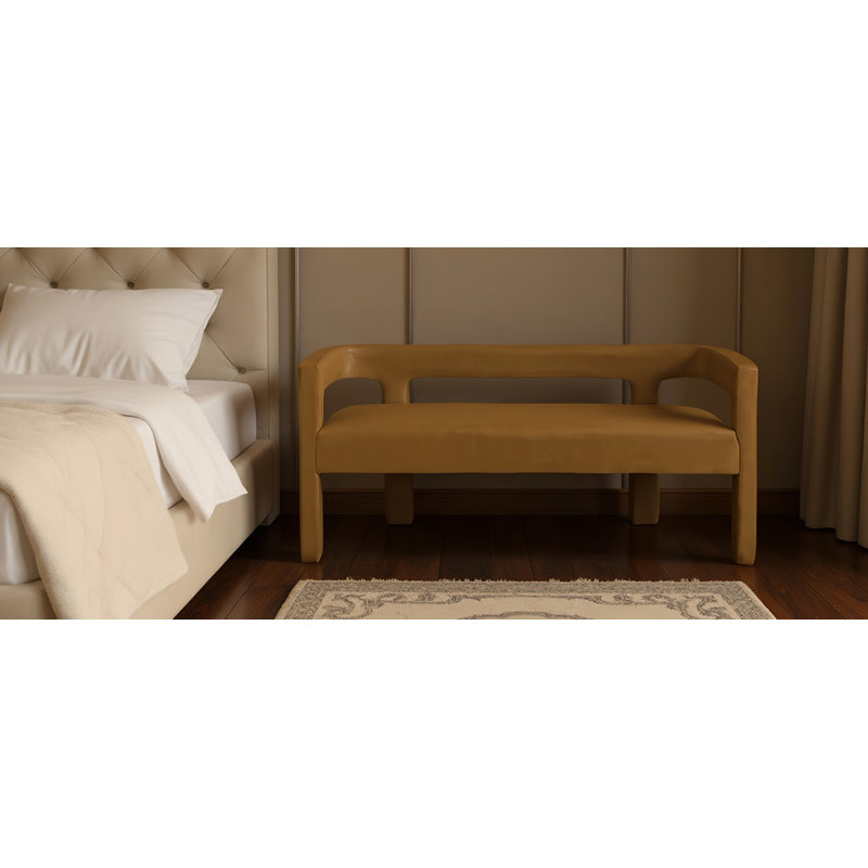 Velvet Upholstered Bench, Saddle Velvet