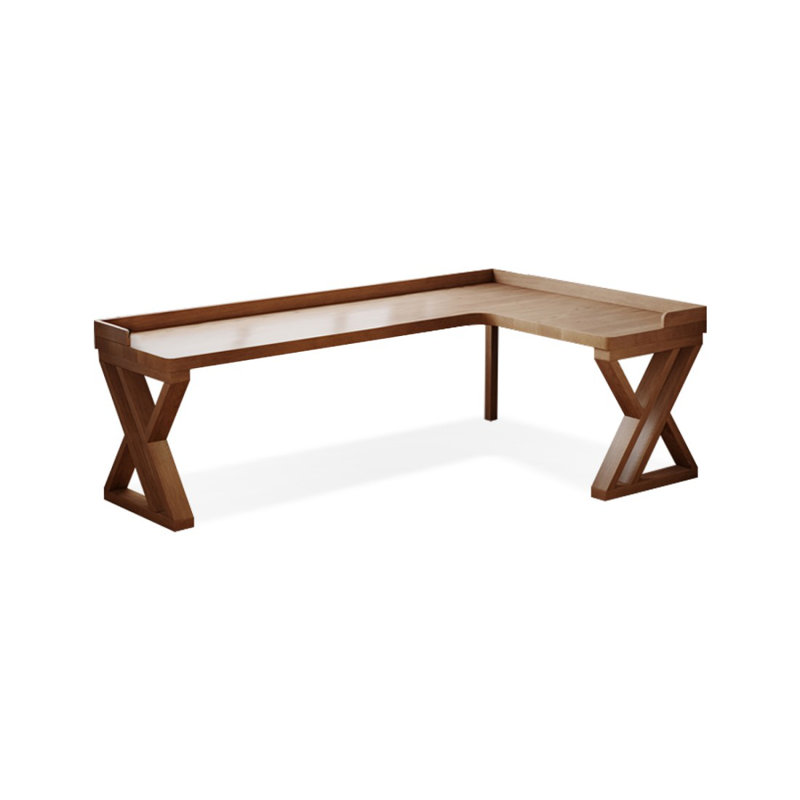 Light brown L-Shaped Solid Wood Writing desk, 29.53" H x 78.74" W x 47.24" D, Right Hand Return