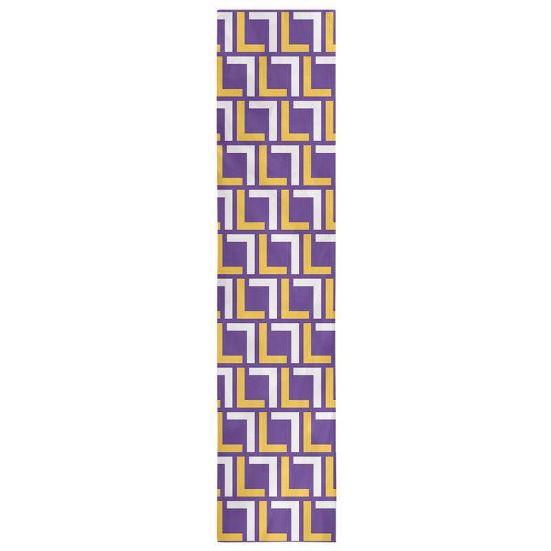 Chemin de table géométrique, 72 po x 16 po, Coton, Purple/Gold/White
