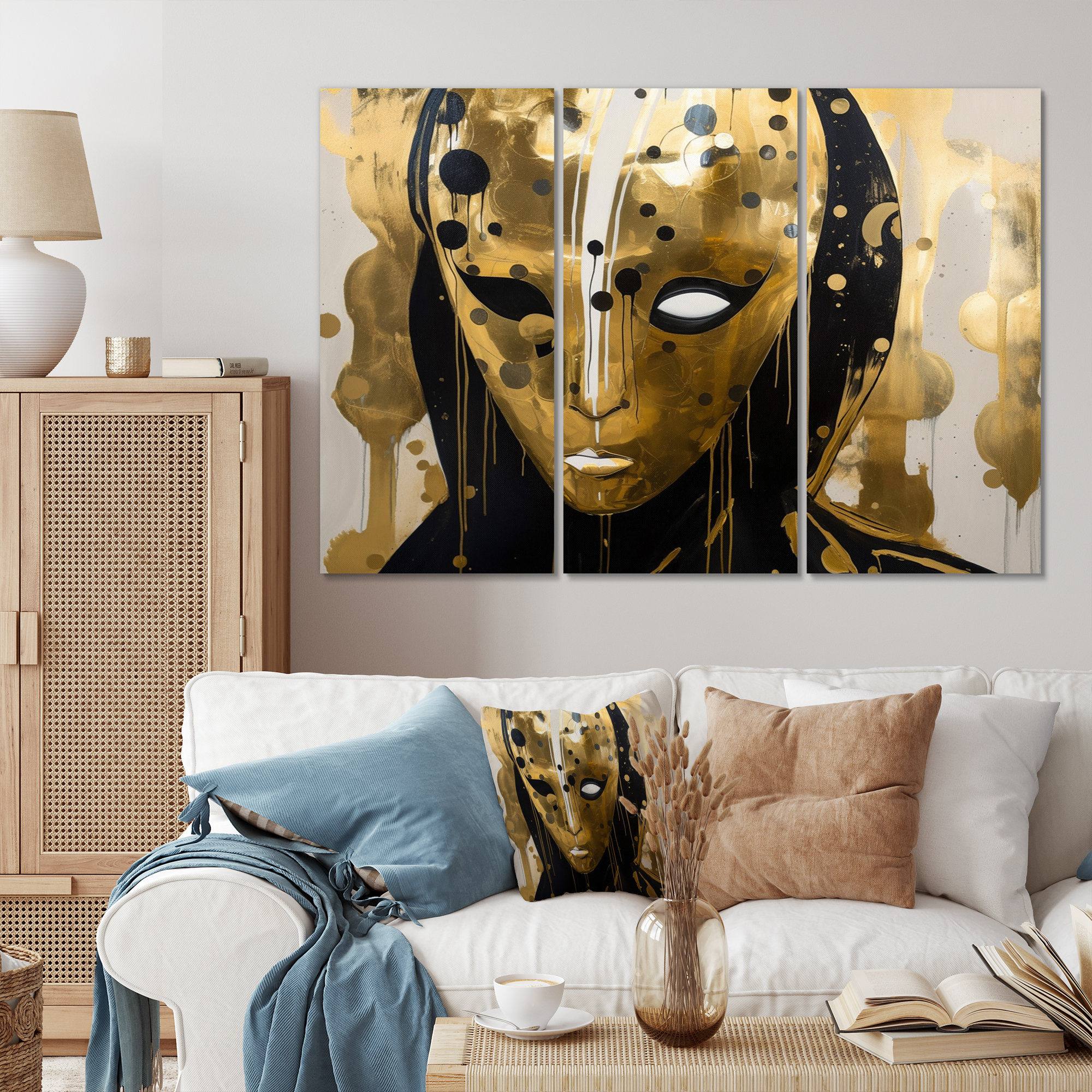 Mercer41 Golden Mask Abstract Gold And Black Painting On Canvas 3 ...