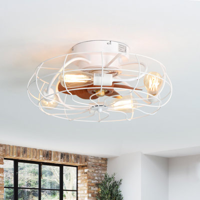 Hadiah 7 - Blade Flush Mount Ceiling Fan with Remote Control and Light Kit Included