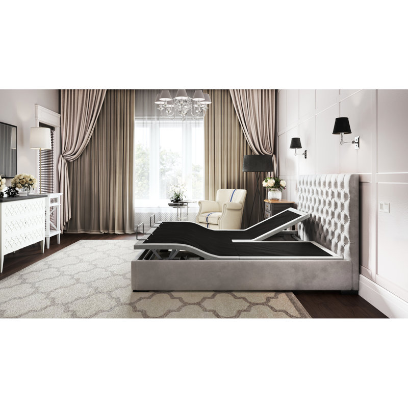 Queen Size Bed Base Btx5 - Head/foot Adjustable, 3-level Dual Massage, Easy Assembly Adjustable Head And Foot Under Lighting, 4 Positions