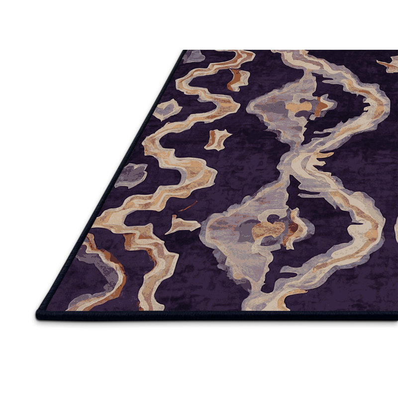 Tapis mauve soyeux et moelleux, Rectangle 2 pi x 3 pi