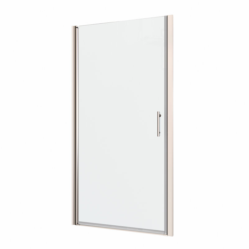 Porte de douche en verre trempé 1/4 "avec pivot universel - 1 3/8" réglable, polie, poignée en acier inoxydable # 304, canal mural, tests d'ouverture et de fermeture 36000, installation facile, fonction de fuite, système lisse