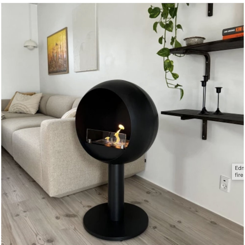 Corrigan Studio 127.51 cm W Matte Black Bio-Ethanol Fireplace with 6487 BTU