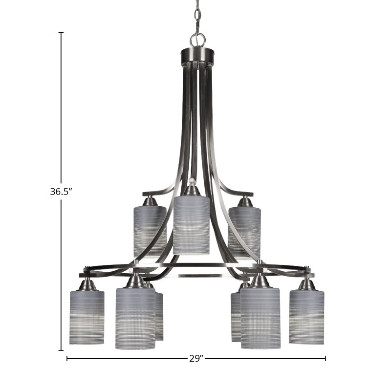 Michell Paramount 9 Light Downlight Chandelier With 4” Glass, Gray, Brushed Nickel