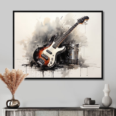 «Brown Charcoal Guitare Vibations III», art mural musique