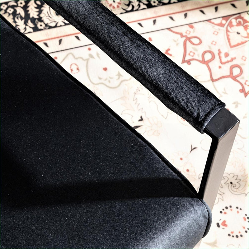 Chaise d'appoint Mid-Century moderne pour adultes, fauteuil en velours moelleux avec cadre carré en métal durable pour le bureau de la chambre à coucher, noir