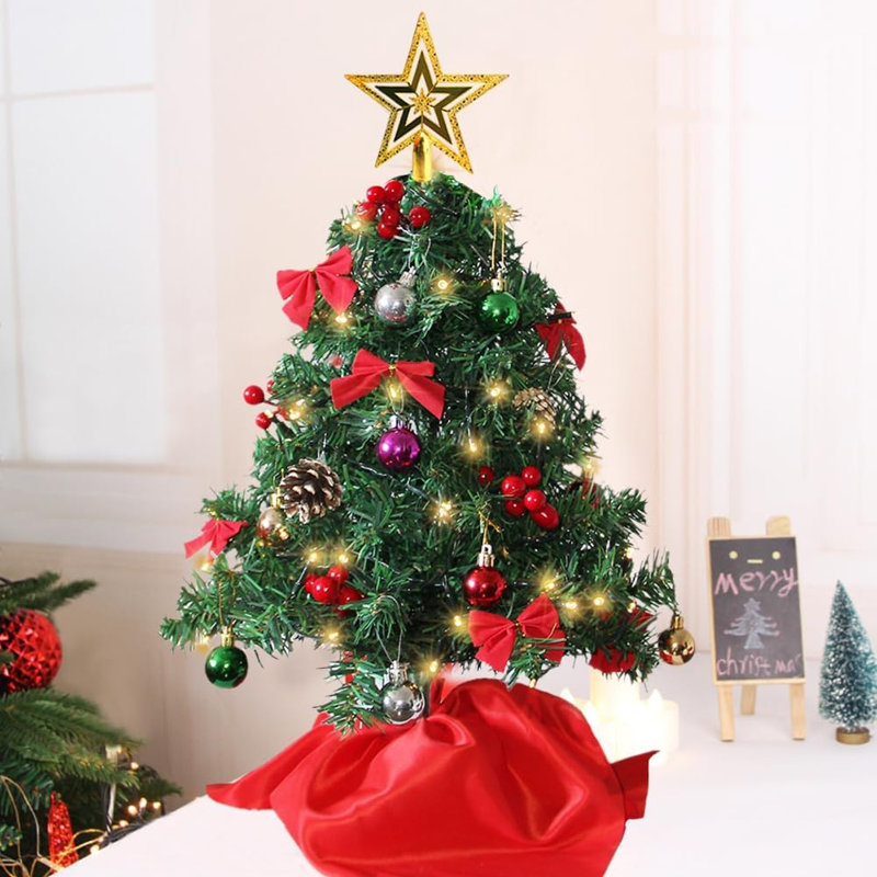 Ensemble de 24 mini arbres de Noël artificiels de 24 po avec 50 lumières DEL