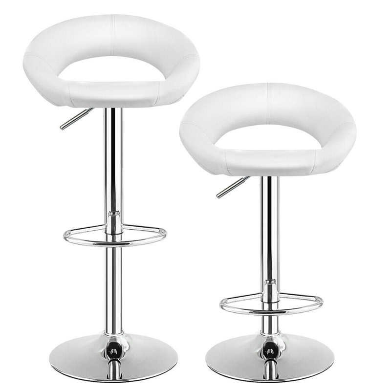 Molter Swivel Upholstered Adjustable Height Counter Stool with Metal Frame, White